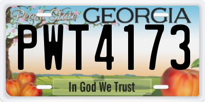 GA license plate PWT4173