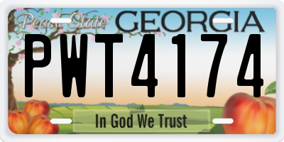 GA license plate PWT4174