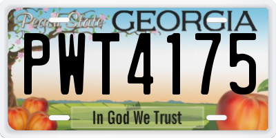 GA license plate PWT4175