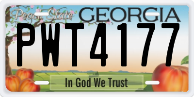 GA license plate PWT4177