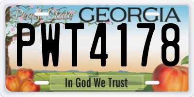 GA license plate PWT4178