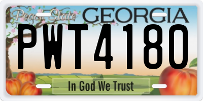 GA license plate PWT4180