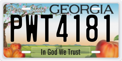 GA license plate PWT4181