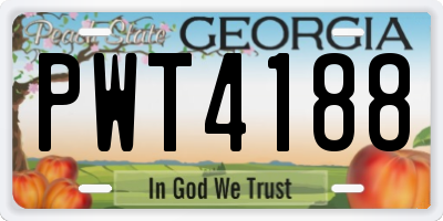 GA license plate PWT4188