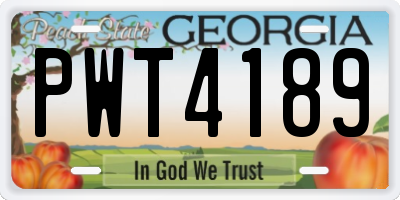 GA license plate PWT4189