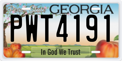 GA license plate PWT4191
