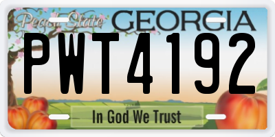 GA license plate PWT4192