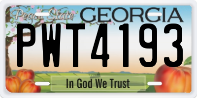 GA license plate PWT4193
