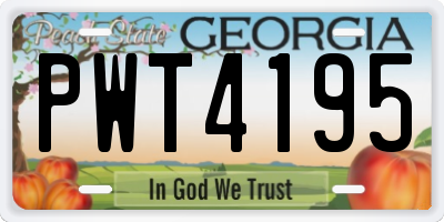 GA license plate PWT4195