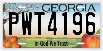 GA license plate PWT4196