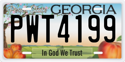 GA license plate PWT4199