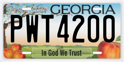GA license plate PWT4200