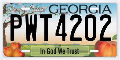 GA license plate PWT4202