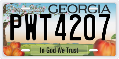 GA license plate PWT4207
