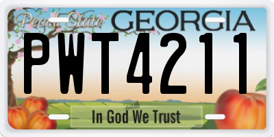 GA license plate PWT4211