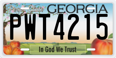 GA license plate PWT4215