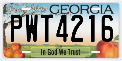 GA license plate PWT4216