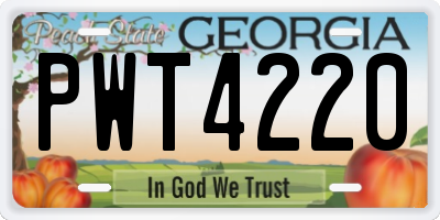 GA license plate PWT4220