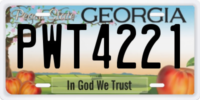 GA license plate PWT4221
