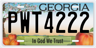 GA license plate PWT4222