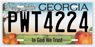 GA license plate PWT4224