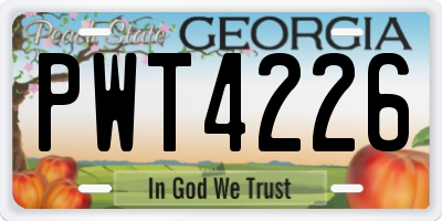 GA license plate PWT4226