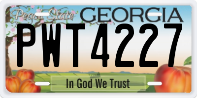 GA license plate PWT4227