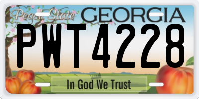 GA license plate PWT4228