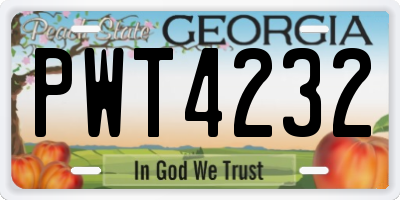 GA license plate PWT4232