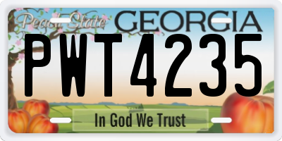 GA license plate PWT4235