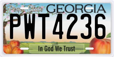 GA license plate PWT4236