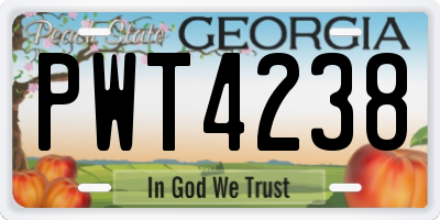 GA license plate PWT4238