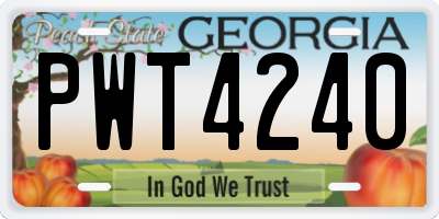 GA license plate PWT4240