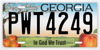 GA license plate PWT4249