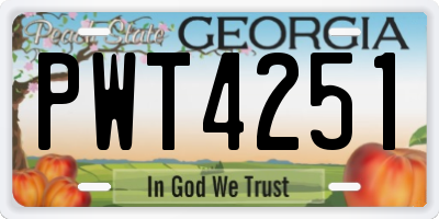 GA license plate PWT4251