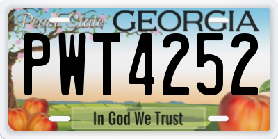 GA license plate PWT4252