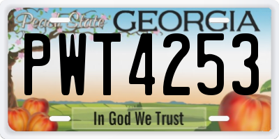 GA license plate PWT4253