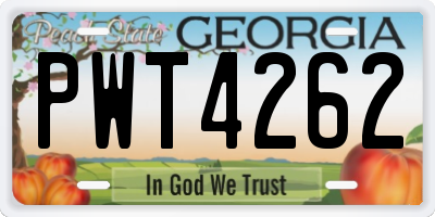 GA license plate PWT4262