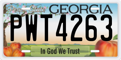 GA license plate PWT4263