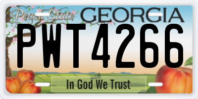 GA license plate PWT4266