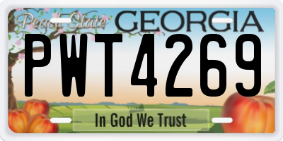 GA license plate PWT4269
