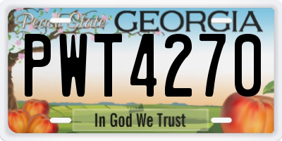 GA license plate PWT4270