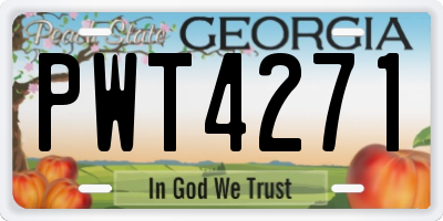 GA license plate PWT4271