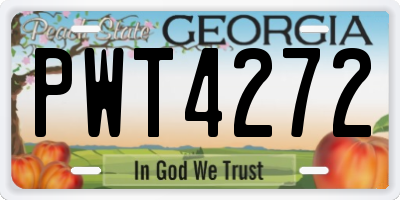 GA license plate PWT4272
