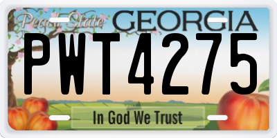 GA license plate PWT4275