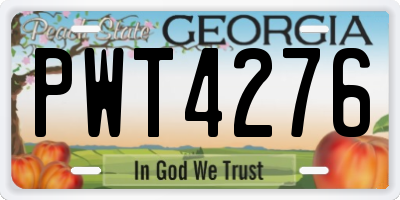 GA license plate PWT4276