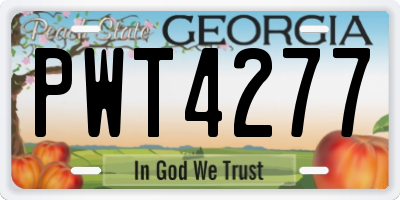 GA license plate PWT4277