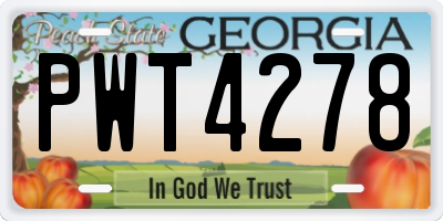 GA license plate PWT4278