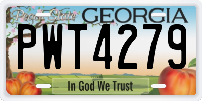 GA license plate PWT4279