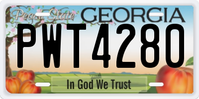 GA license plate PWT4280